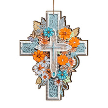 Load image into Gallery viewer, Wooden Cross 5D DIY Diamond Painting Hanging Pendant for Garden Window Decor(01)