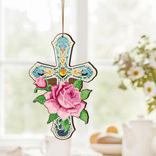 Load image into Gallery viewer, Wooden Cross 5D DIY Diamond Painting Hanging Pendant for Garden Window Decor(05)