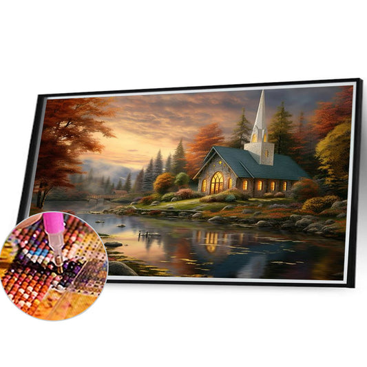 Diamond Painting - Full Round - village church (40*30CM)