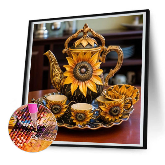 Diamond Painting - Full Square - Sunflower tea set (30*30CM)