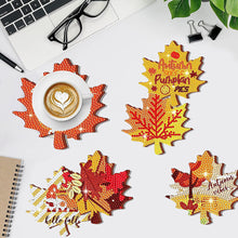 Load image into Gallery viewer, 8 PCS Acrylic Diamond Painting Art Coaster Kit with Holder (Maple Leaf Painting)