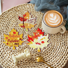 Load image into Gallery viewer, 8 PCS Acrylic Diamond Painting Art Coaster Kit with Holder (Maple Leaf Painting)