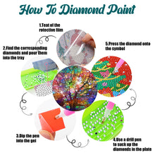 Load image into Gallery viewer, 8 PCS Acrylic Diamond Painting Art Coaster Kit with Holder (Rainbow Tree)