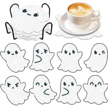 Load image into Gallery viewer, 8 PCS Acrylic Diamond Painting Art Coaster Kit with Holder for Beginner (Ghost)