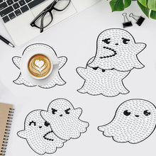Load image into Gallery viewer, 8 PCS Acrylic Diamond Painting Art Coaster Kit with Holder for Beginner (Ghost)