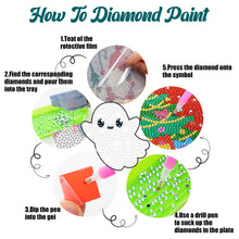 Load image into Gallery viewer, 8 PCS Acrylic Diamond Painting Art Coaster Kit with Holder for Beginner (Ghost)