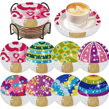 Load image into Gallery viewer, 8 PCS Acrylic Diamond Painting Art Coaster Kit with Holder (Mushroom)