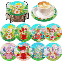 Load image into Gallery viewer, 8 PCS Acrylic Diamond Painting Art Coaster Kit with Holder (Garden Gnome)