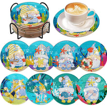 Load image into Gallery viewer, 8 PCS Acrylic Diamond Painting Art Coaster Kit with Holder (Marine Gnome)