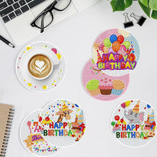 Load image into Gallery viewer, 8 PCS Acrylic Diamond Painting Art Coaster Kit with Holder (Happy Birthday)