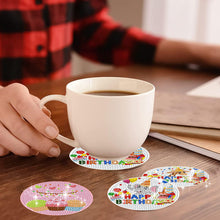 Load image into Gallery viewer, 8 PCS Acrylic Diamond Painting Art Coaster Kit with Holder (Happy Birthday)
