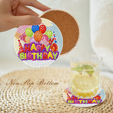 Load image into Gallery viewer, 8 PCS Acrylic Diamond Painting Art Coaster Kit with Holder (Happy Birthday)