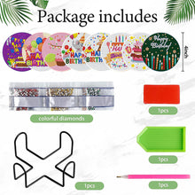 Load image into Gallery viewer, 8 PCS Acrylic Diamond Painting Art Coaster Kit with Holder (Happy Birthday)