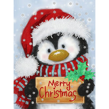 Load image into Gallery viewer, Diamond Painting - Full Round - Penguin holding Christmas sign (30*40CM)