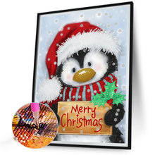 Load image into Gallery viewer, Diamond Painting - Full Round - Penguin holding Christmas sign (30*40CM)