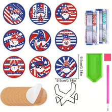 Load image into Gallery viewer, 9 PCS Acrylic Diamond Painting Coasters Kits with Holder for Adults Kids (Gnome)