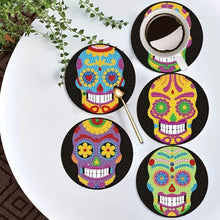 Load image into Gallery viewer, 9 PCS Acrylic Diamond Painting Coasters Kits with Holder for Adults Kids (Skull)