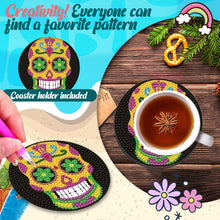 Load image into Gallery viewer, 9 PCS Acrylic Diamond Painting Coasters Kits with Holder for Adults Kids (Skull)