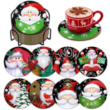 Load image into Gallery viewer, 8 PCS Wooden Diamond Painting Coasters Kits with Holder for Adults Kids (Santa)