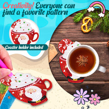 Load image into Gallery viewer, 8 PCS Wooden Diamond Painting Art Coasters Kits with Holder (Christmas Cup)