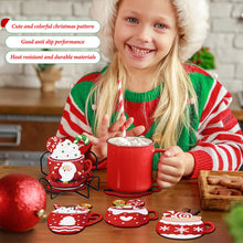 Load image into Gallery viewer, 8 PCS Wooden Diamond Painting Art Coasters Kits with Holder (Christmas Cup)