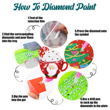 Load image into Gallery viewer, 8 PCS Wooden Diamond Painting Art Coasters Kits with Holder (Christmas Cup)