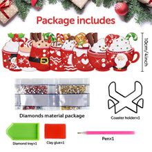 Load image into Gallery viewer, 8 PCS Wooden Diamond Painting Art Coasters Kits with Holder (Christmas Cup)