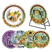Load image into Gallery viewer, 4 PCS Wooden Diamond Painted Placemats Round Placemat with Holder (Home)