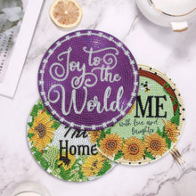 Load image into Gallery viewer, 4 PCS Wooden Diamond Painted Placemats Round Placemat with Holder (Home)