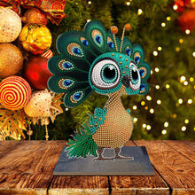 Load image into Gallery viewer, Wooden Desktop Diamond Art Kits Xmas Office Home Desktop Decor (Peacock)