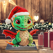 Load image into Gallery viewer, Wooden Desktop Diamond Art Kits Xmas Office Desktop Decor (Christmas Dragon #2)