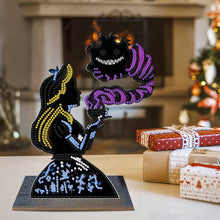 Load image into Gallery viewer, Wooden Diamond Painting Tabletop Ornaments Kit (Alice Cheshire Cat Silhouette)