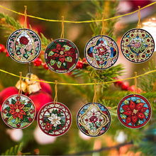 Load image into Gallery viewer, 8 PCS Acrylic Christmas Tree Single-Sided DIY Diamond Painting Hanging Pendant