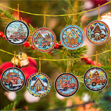 Load image into Gallery viewer, 8 PCS Acrylic Christmas Tree Single-Sided DIY Diamond Painting Hanging Pendant