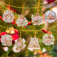 Load image into Gallery viewer, 8 PCS Acrylic Christmas Tree Single-Sided DIY Diamond Painting Hanging Pendant