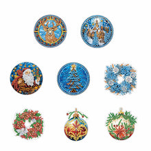 Load image into Gallery viewer, 8 PCS Acrylic Christmas Tree Single-Sided DIY Diamond Painting Hanging Pendant