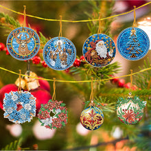 Load image into Gallery viewer, 8 PCS Acrylic Christmas Tree Single-Sided DIY Diamond Painting Hanging Pendant