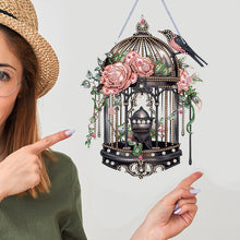 Load image into Gallery viewer, Acrylic Flower Birdcage Single-Sided DIY Diamond Painting Hanging Pendant (#1)