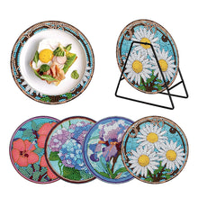 Load image into Gallery viewer, 4 PCS Acrylic Diamond Painted Placemats Tableware Mat with Holder (Glass Flower)