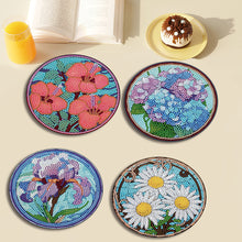 Load image into Gallery viewer, 4 PCS Acrylic Diamond Painted Placemats Tableware Mat with Holder (Glass Flower)