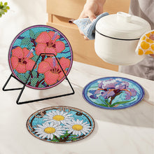 Load image into Gallery viewer, 4 PCS Acrylic Diamond Painted Placemats Tableware Mat with Holder (Glass Flower)