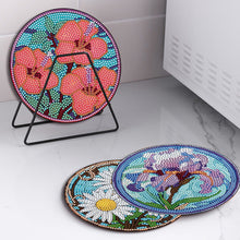 Load image into Gallery viewer, 4 PCS Acrylic Diamond Painted Placemats Tableware Mat with Holder (Glass Flower)