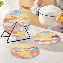 Load image into Gallery viewer, 4PCS Acrylic Diamond Painted Placemats Tableware Mat with Holder(Beach Sea Wave)