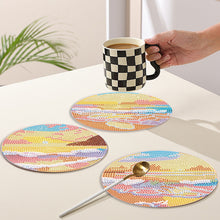 Load image into Gallery viewer, 4PCS Acrylic Diamond Painted Placemats Tableware Mat with Holder(Beach Sea Wave)