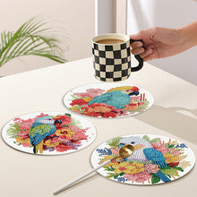 Load image into Gallery viewer, 4 PCS Acrylic Diamond Painted Placemats Tableware Mat with Holder(Flower Parrot)