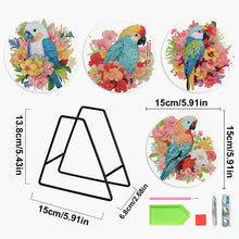 Load image into Gallery viewer, 4 PCS Acrylic Diamond Painted Placemats Tableware Mat with Holder(Flower Parrot)