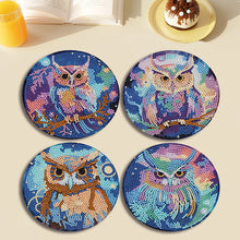 Load image into Gallery viewer, 4 PCS Acrylic Diamond Painted Placemats Tableware Mat with Holder (Owl)