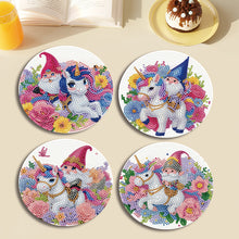Load image into Gallery viewer, 4 PCS Acrylic Diamond Painted Placemats Tableware Mat with Holder(Unicorn Gnome)