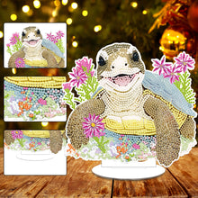 Load image into Gallery viewer, Round Diamond Painting Desktop Decor for Office Desktop Decor (Flowering Turtle)