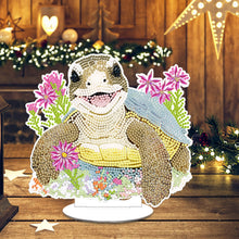 Load image into Gallery viewer, Round Diamond Painting Desktop Decor for Office Desktop Decor (Flowering Turtle)